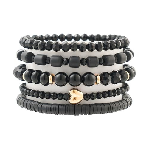 Amazon.com: RISHEGAE Heishi Beaded Stretch Bracelets for Women Stackable Polymer Clay Beads Brace... | Amazon (US)