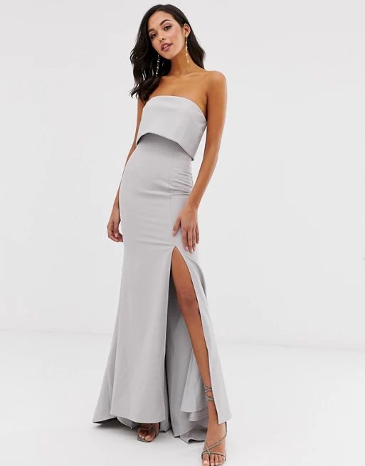 Jarlo bandeau overlay maxi dress in grey | ASOS UK