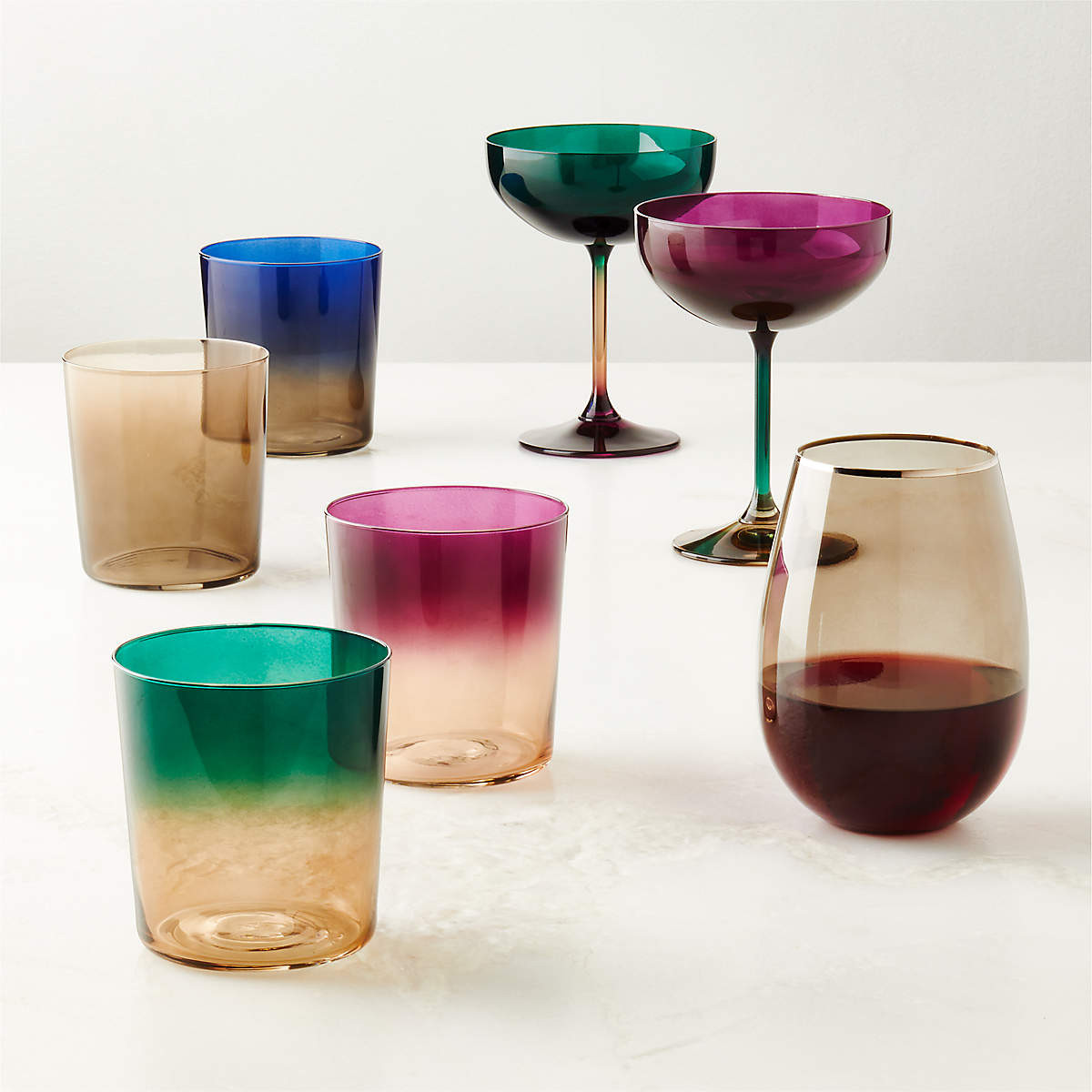 Marta Ombre Amber Double Old-Fashioned Glass by Azeeza + Reviews | CB2 | CB2