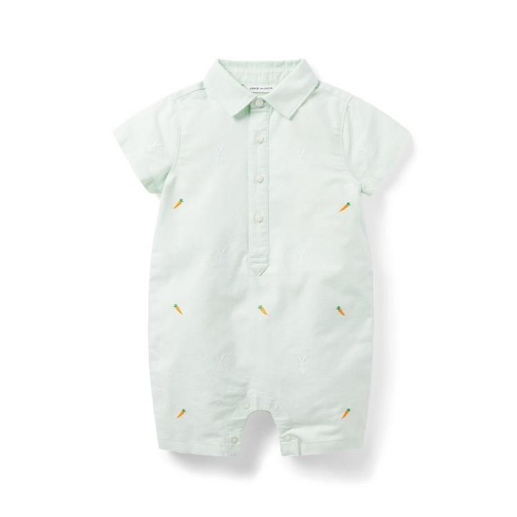 Baby Embroidered Bunny Oxford Romper | Janie and Jack