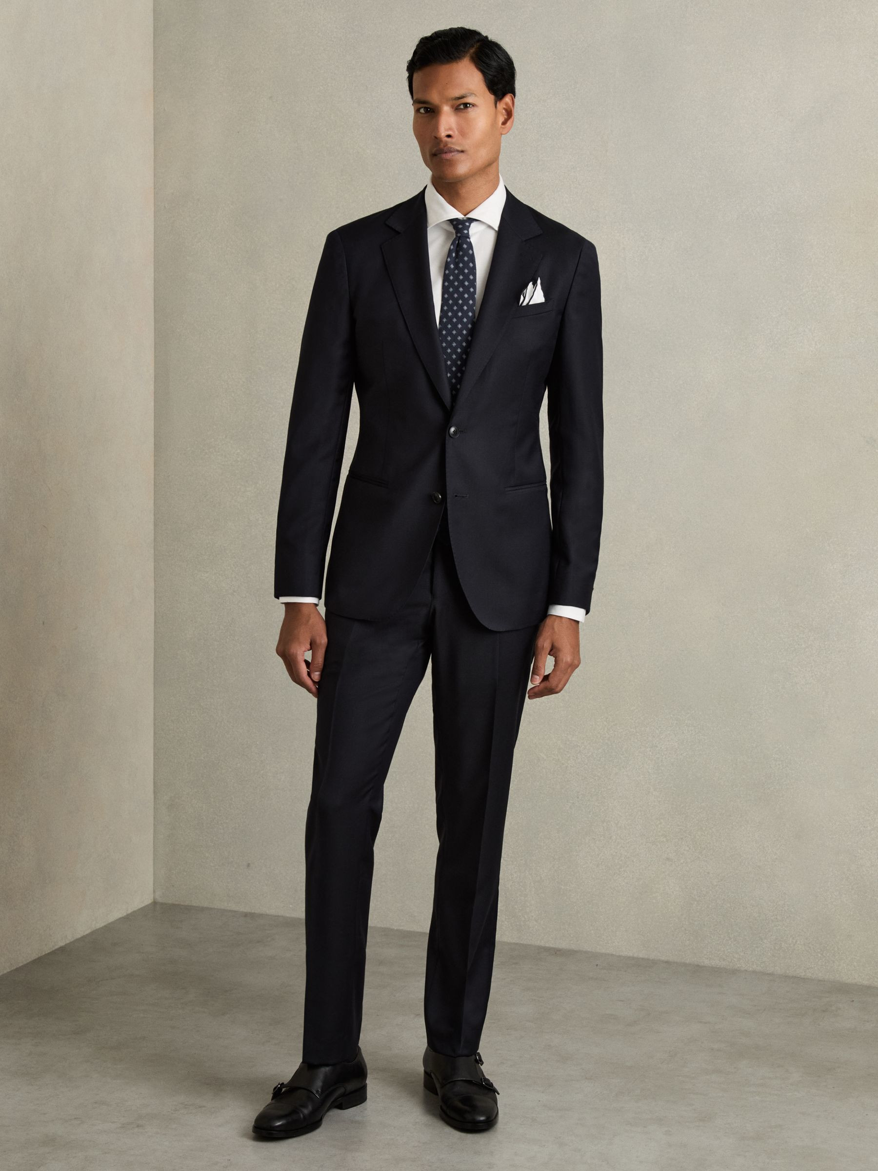 Reiss Single Breasted Wool Suit Jacket Slim-Fit in Navy - REISS | Reiss UK
