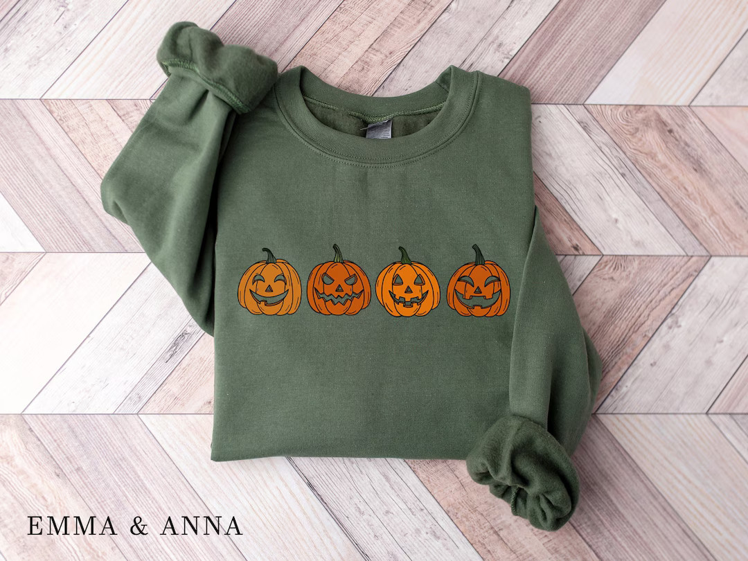 Pumpkin Sweatshirt, Pumpkin Sweater, Jack-o-Lantern Sweatshirt, Halloween Crewneck Sweatshirt, Ha... | Etsy (US)