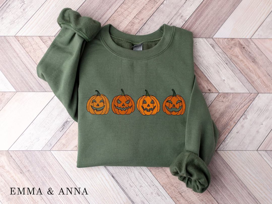 Pumpkin Sweatshirt Pumpkin Sweater Jack-o-lantern - Etsy | Etsy (US)