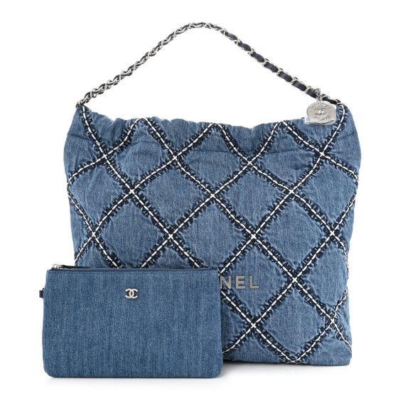 Stitched Denim Quilted Chanel 22 Blue | FASHIONPHILE (US)