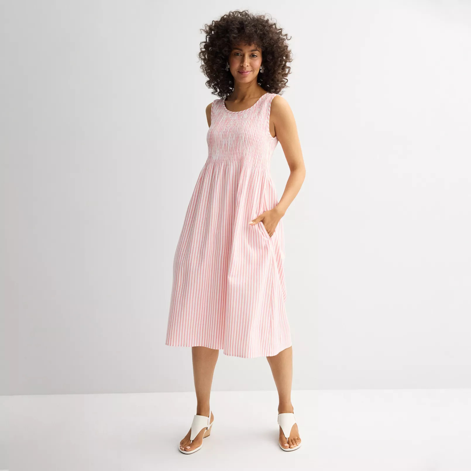 Women's Croft & Barrow Print Challis Midi Dress, Size: XS, Med Pink | Kohl's