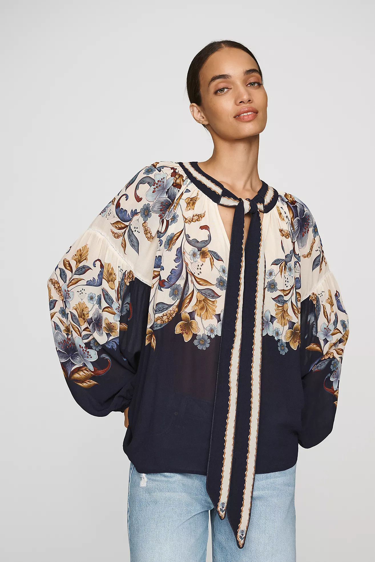 Golden Nature Tie-Neck Blouse | Anthropologie (US)
