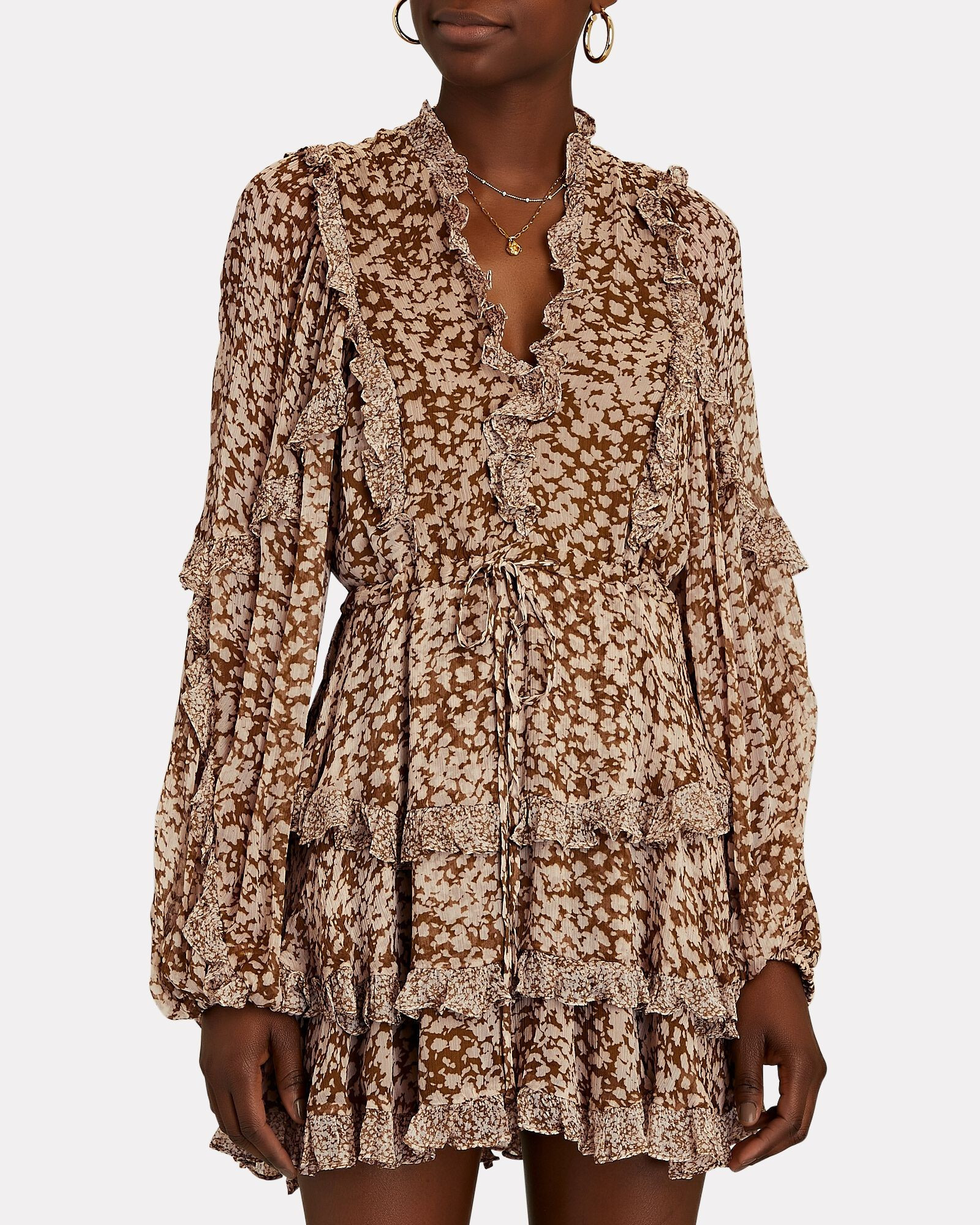 Claudette Balloon Sleeve Floral Mini Dress | INTERMIX
