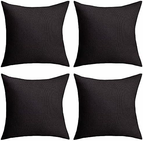 Home Brilliant Pillow Covers Outdoor Black Throw Pillows Waterproof Linen Decorative Pillow Cases... | Amazon (US)