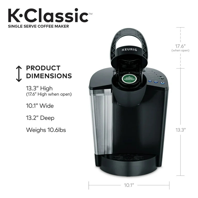 Keurig K-Classic Single Serve K-Cup Pod Coffee Maker, Black | Walmart (US)