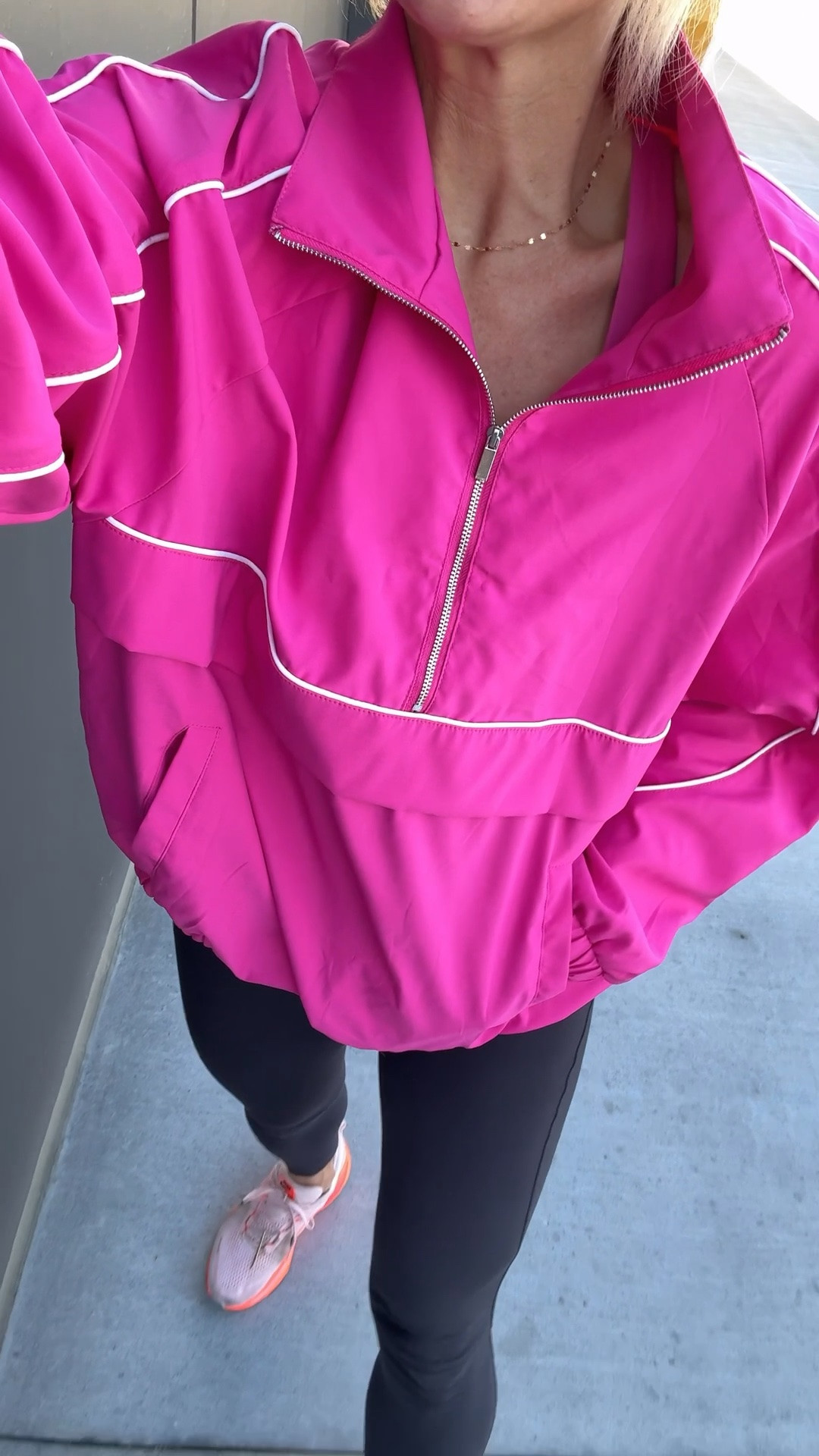 Loving the on-trend windbreaker look! 
So impressed with this budget friendly option. The piping is such a good detail. More colors available fits oversized, but I’m still wearing my true size medium.

#LTKfitnessgoals #LTKmomlife #LTKOver40