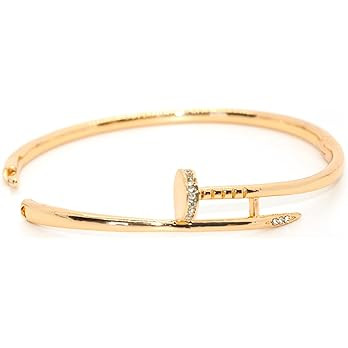 Nail bracelet steel stones Gold half zircons | Amazon (US)