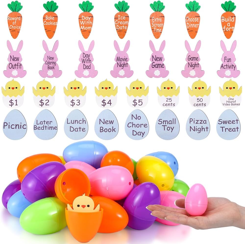 30 Set Easter Egg Tokens and Plastic Easter Eggs Set Include 30 Easter Tokens in 4 Shape and 30 F... | Amazon (US)