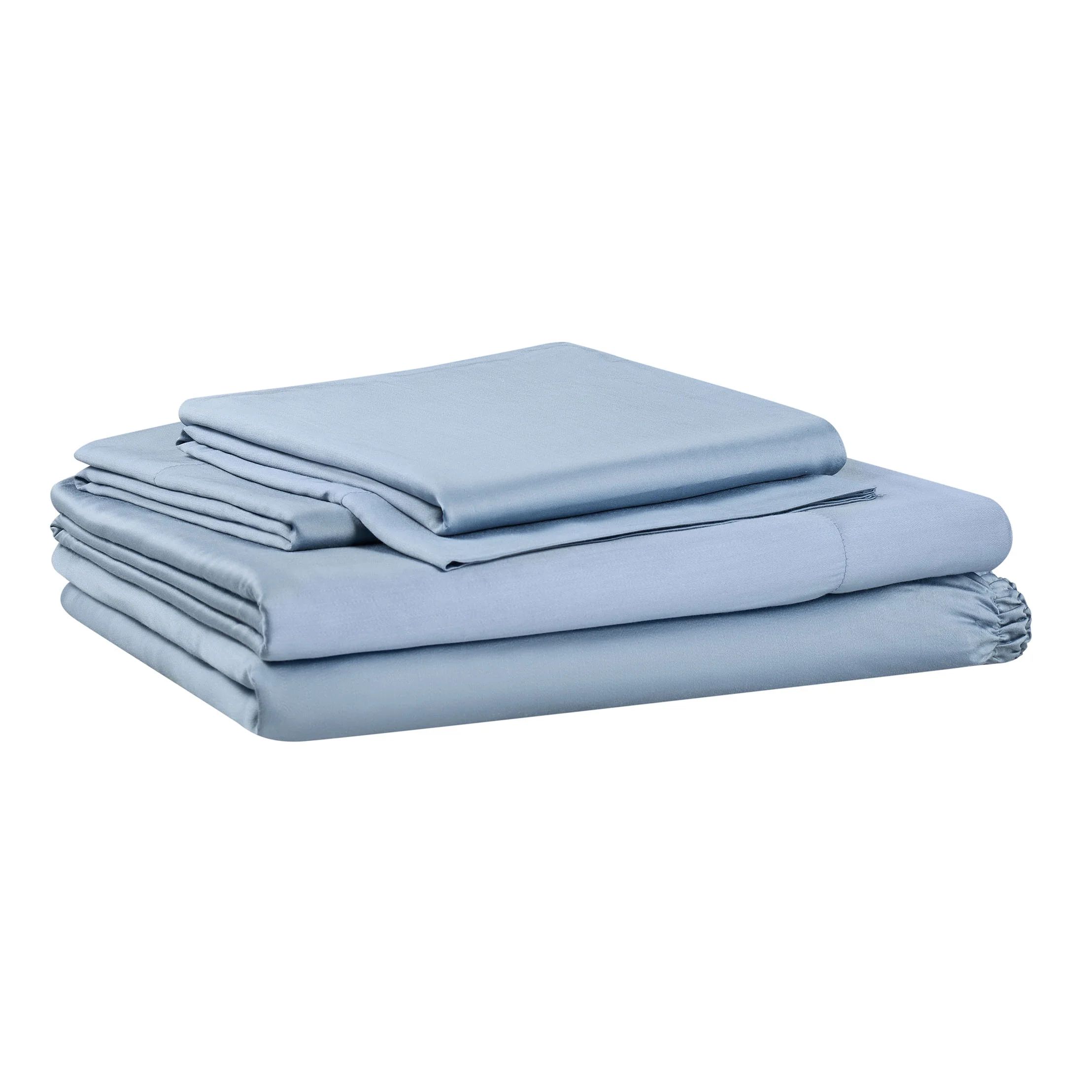 Allswell Soft & Silky 4-Piece Blue Illusion Viscose from Bamboo Sateen Bed Sheet Set, Queen | Walmart (US)