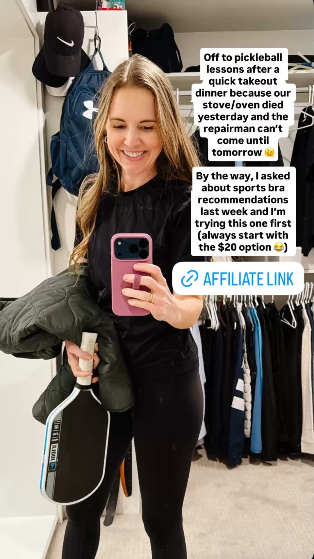 Off to pickleball lessons and trying out a new sports bra. (I always try the $20 option first! 😂)

#LTKActive