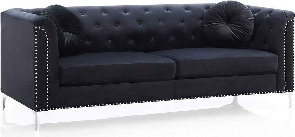 Glory Furniture Pompano Velvet Sofa in Black | Amazon (US)
