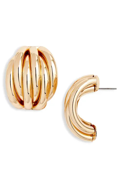 Open Edit Ridge Hoop Earrings in Gold at Nordstrom | Nordstrom