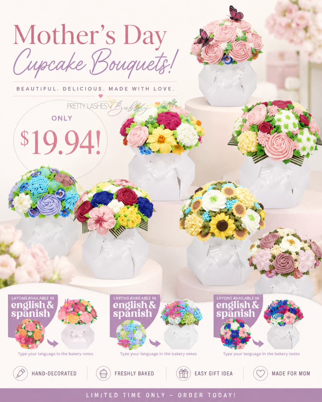 THESE ARE BACK FOR MOTHER'S DAY!!!!
Soo pretty!  Mother's Day Cupcake Bouquets!  Hurry and order yours! 

 #LTKMothersDay #LTKfoodie