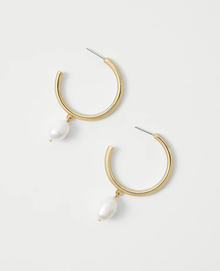 Pearlized Drop Hoop Earrings | Ann Taylor (US)