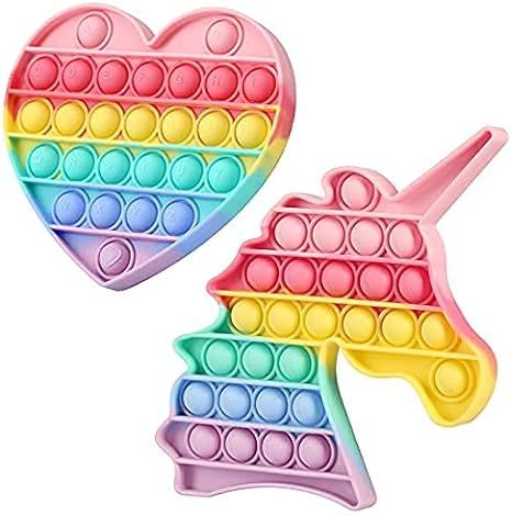 HiUnicorn Poppers Fidget Toys Gift for Girls, Pop Sound Bubbles Rainbow Unicorn Heart Alphabet Le... | Amazon (US)