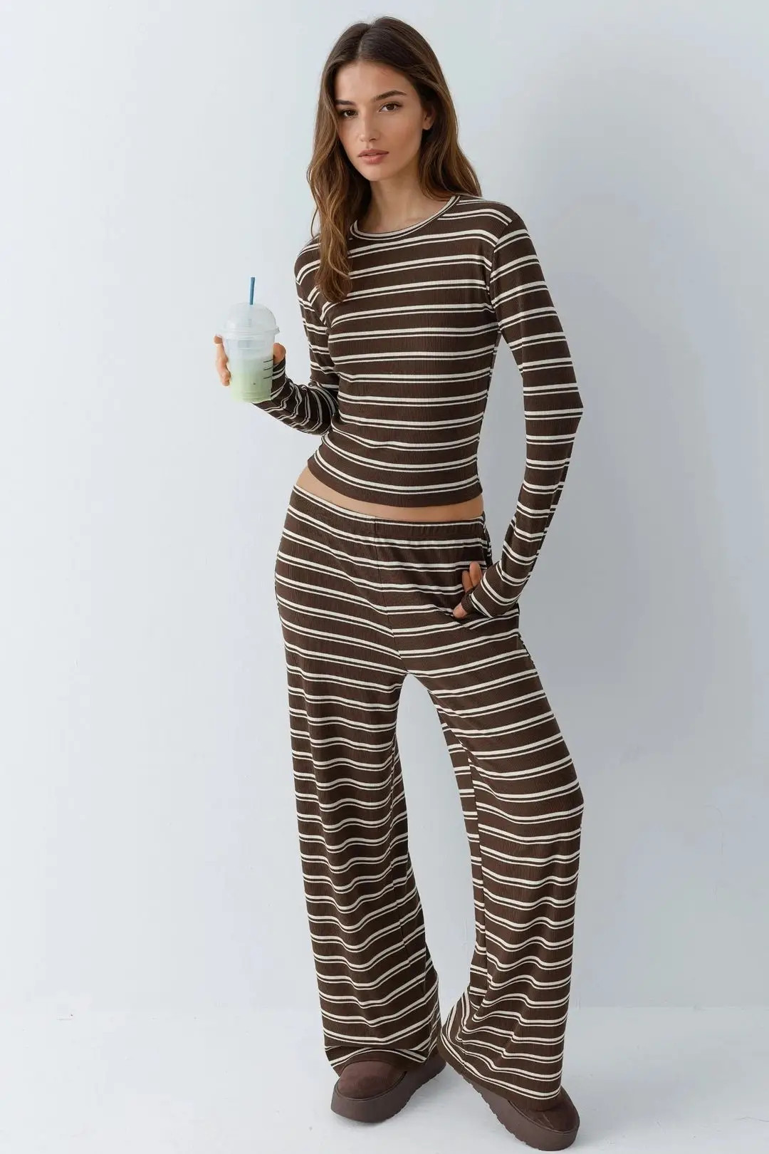Hiccup Striped Wide Leg Two-Piece Coord Set | PrettyLittleThing UK