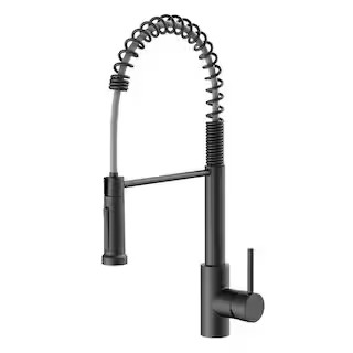 Single-Handle Spring Pull Down Sprayer Kitchen Faucet in Matte Black | The Home Depot