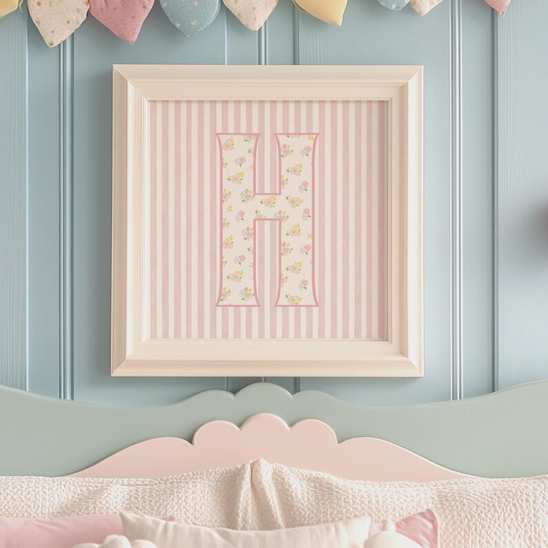 Floral Initial H Print | Vintage Nursery Decor (digital Download) - Etsy | Etsy (Global)
