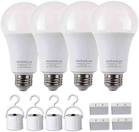 Rechargeable Emergency Light Bulb JackonLux UL Listed Battery Operated Light Bulb Power Outage Ca... | Amazon (US)