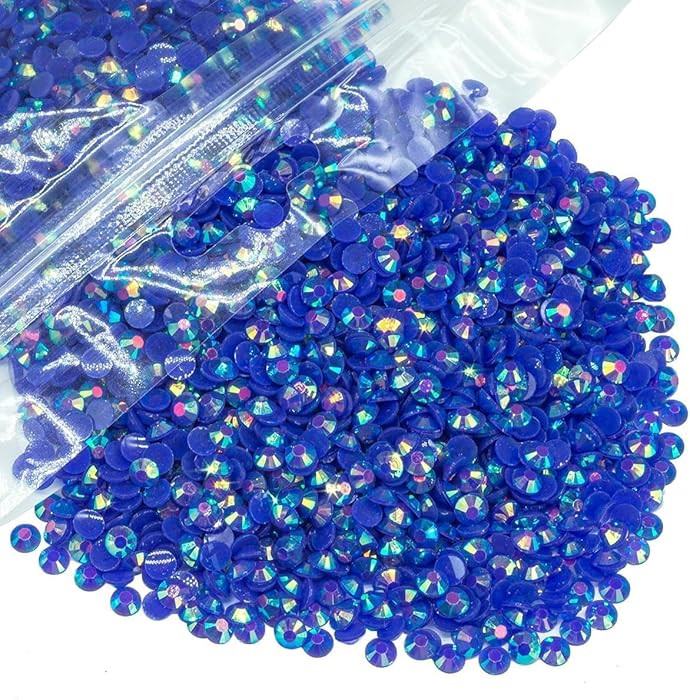 1280PCS 6mm Blue AB Resin Rhinestones for Crafts Royal Blue AB Flatback Jelly Rhinestones Bulk SS... | Amazon (US)