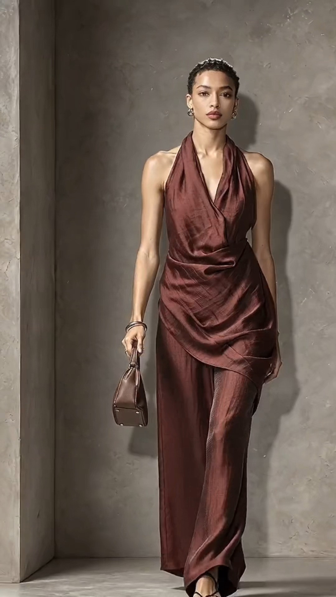 Old Money Burgundy Wrap Formal Gown
#HalterMaxiDress #OldMoneyStyle #DrapedGown #FormalEveningWear #BrownLuxuryDress 
 

 #LTKootd #LTKOver40 #LTKWorkwear