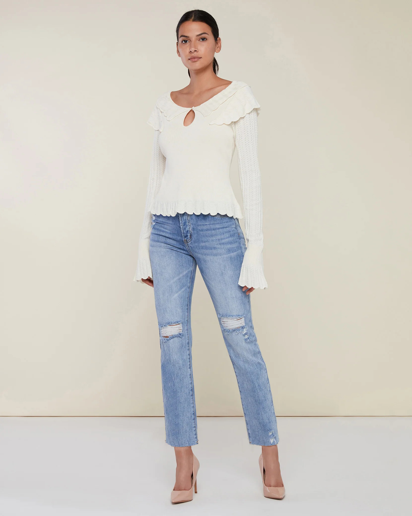 Ruffle Pointelle Flutter Top | Rachel Parcell