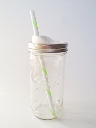 Mason Drinking Jar with Straw and Sip Lid - 24 oz., Green by Ball | Amazon (US)