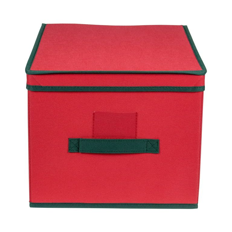 16” Red and Green Collapsible Christmas Decoration Storage Box with Handel | Walmart (US)