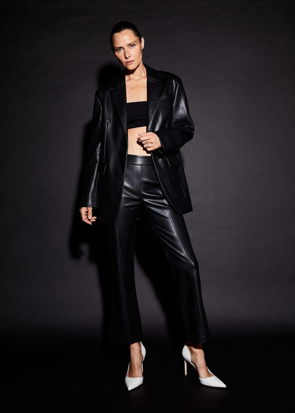 Faux-leather trousers -  Women | Mango United Kingdom | MANGO (UK)