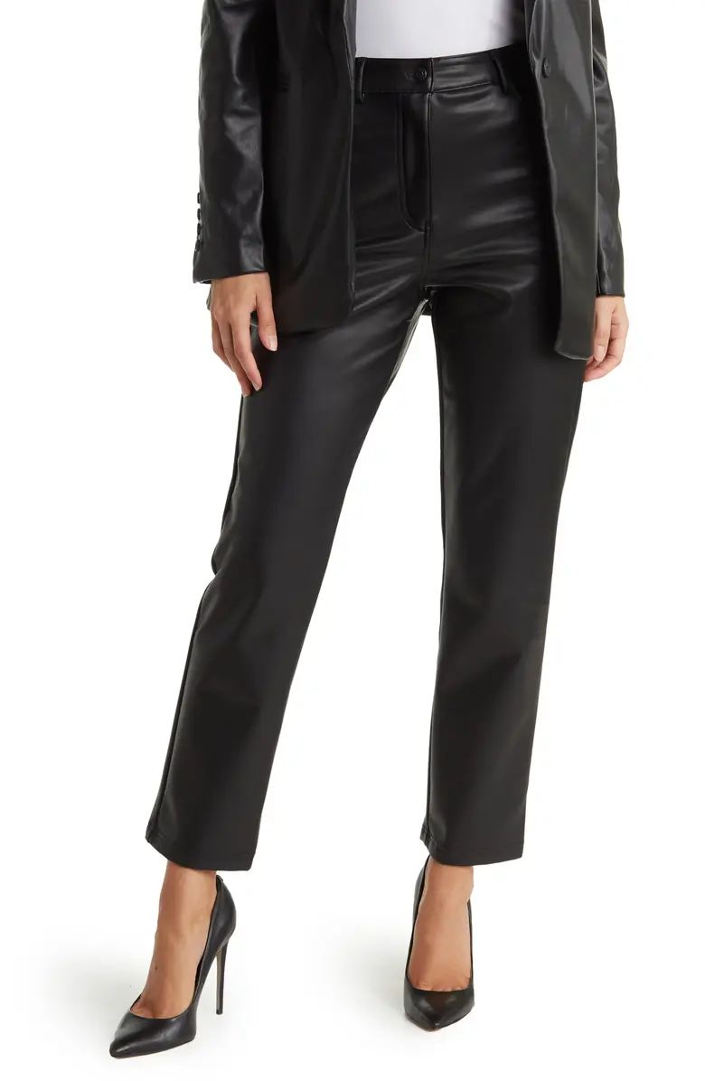 Vegan Leather Cropped Trouser Pants | Nordstrom Rack