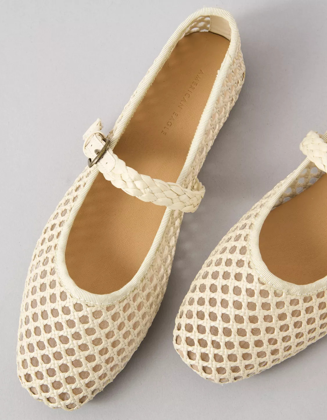 AE Raffia Mesh Mary Jane Flats | American Eagle Outfitters (US & CA)