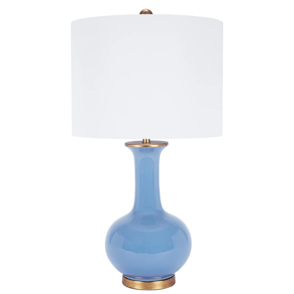 Blue Parisian Porcelain Lamp with White Shade | The Well Appointed House, LLC