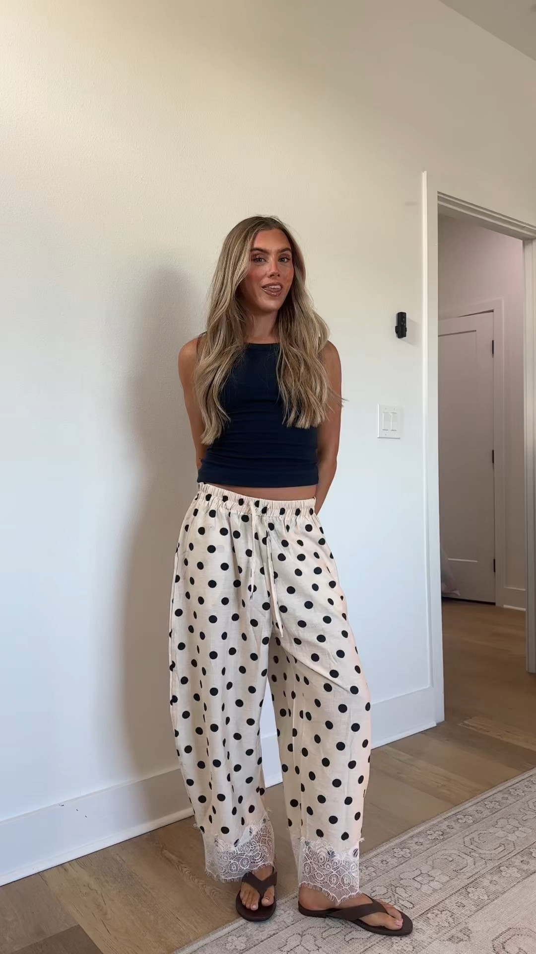 Amazon size small Athlisan Womens Polka Dot Wide Leg Palazzo Pants High Waisted Summer Lace Trim Cropped Baggy Trousers with Pockets

#LTKootd #LTKSaleAlert #LTKdayinmylife