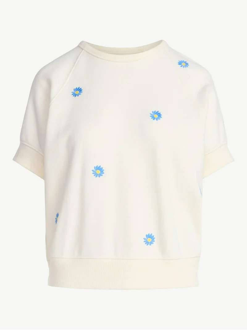 Free Assembly Women's Raglan Sweatshirt with Short Sleeves, Sizes XS-XXL | Walmart (US)