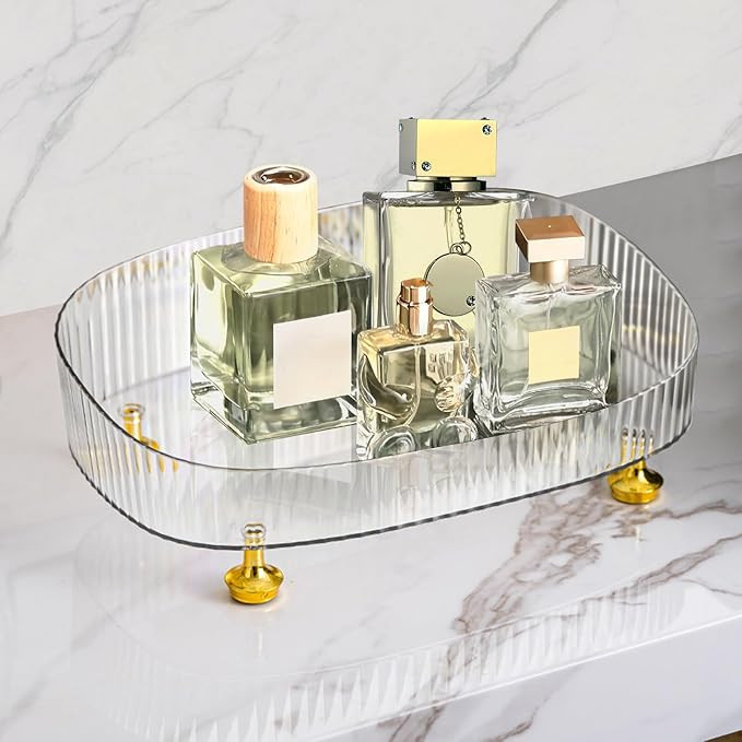 Perfume Organizer, Bathroom Vanity Tray, Makeup Trays for Dresser Top, Countertop Decorative Plas... | Amazon (US)