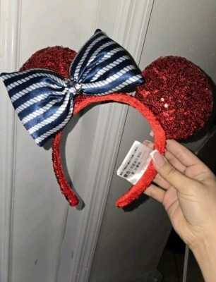 Disney Parks Americana Cruise Line Ears Red Sequin Minnie Mouse Headband NWT  | eBay | eBay US