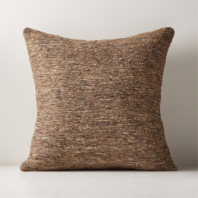 Seca Brown Silk Modern Throw Pillow with Feather-Down Insert 20" + Reviews | CB2 | CB2