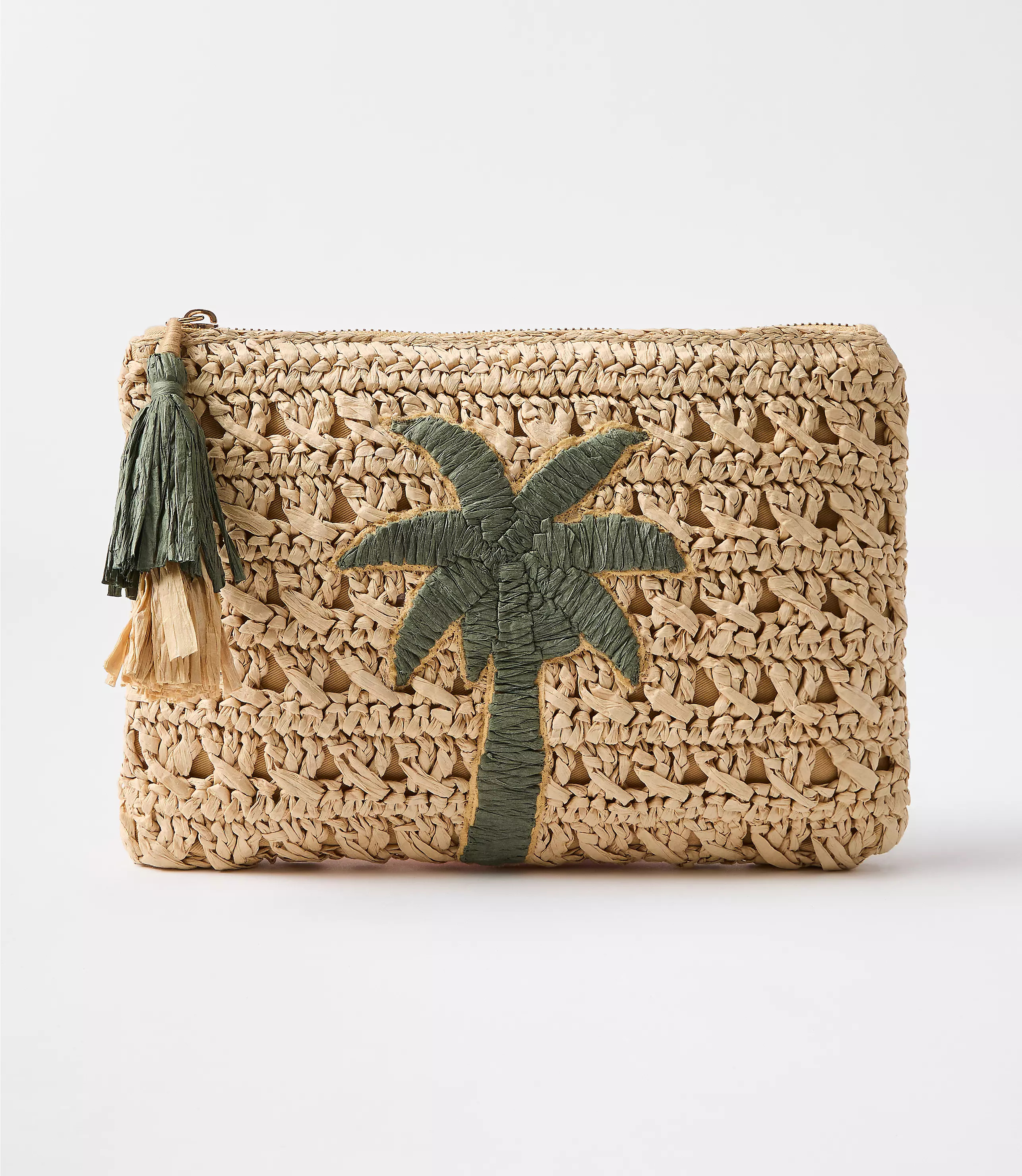 Palm Tree Straw Zip Pouch | LOFT