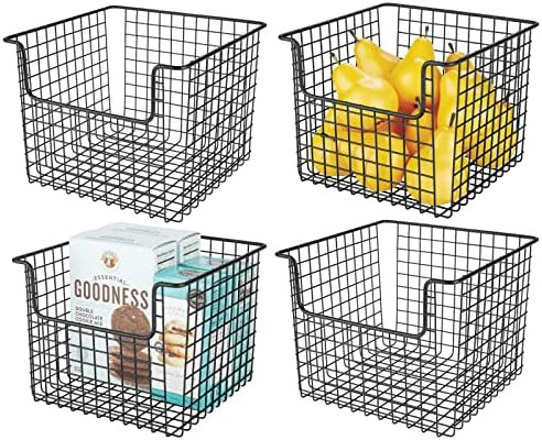 mDesign Metal Wire Food Storage Basket Organizer w/ Front Dip Opening for Organizing Kitchen Cabi... | Amazon (US)