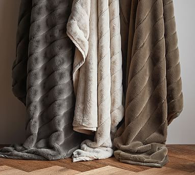 Faux Fur Channel Oversized Throws | Pottery Barn (US)