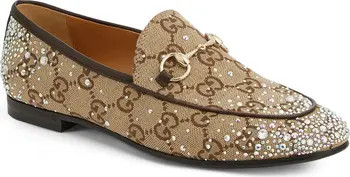Gucci New Jordaan Crystal Embellished Horsebit Loafer (Women) | Nordstrom | Nordstrom