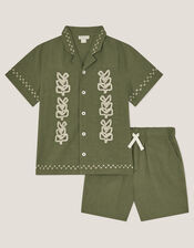 Embroidered Shirt and Shorts Set Green | Monsoon (UK)