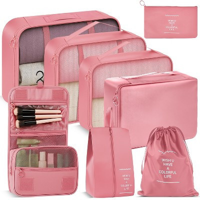Fosmon 8pc Packing Cubes For Travel Compression,Suitcase Luggage Organizer bags, Hanging Toiletries Travel Bag Makeup Organizer Travel Cubes Set, Pink | Target
