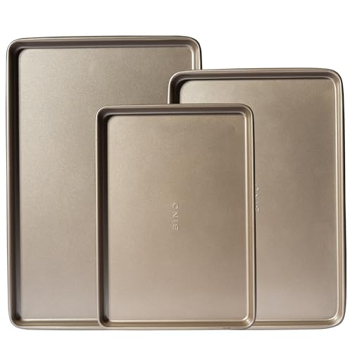 BINO Bakeware Nonstick Cookie Sheet Set - Champagne | Non Stick Baking Pans | Carbon Steel Tray | Oven Safe | Cookie Sheet Pans | Amazon (US)