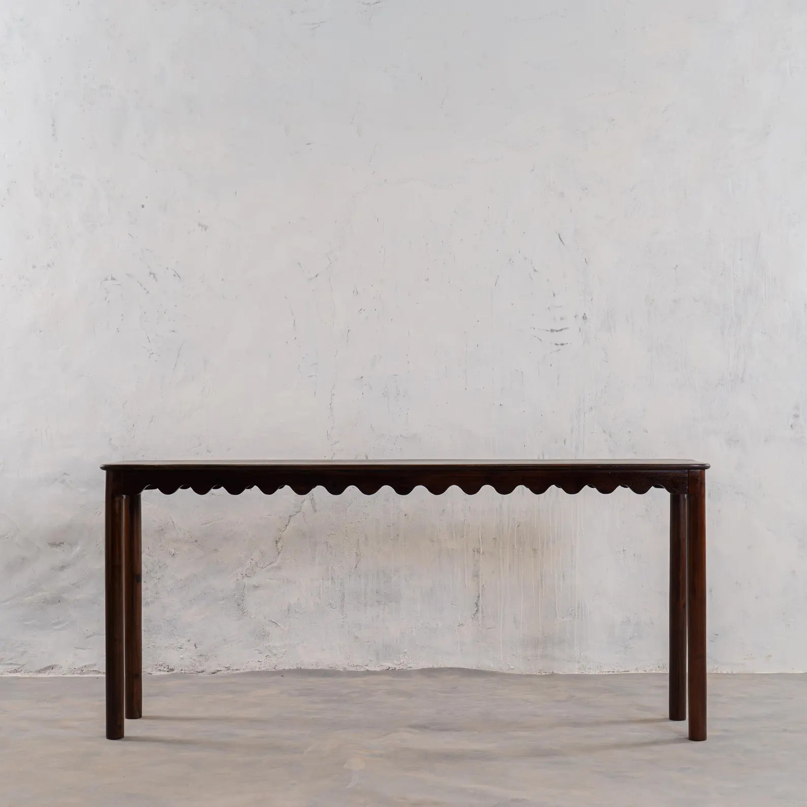Tarang Console Table: Rustic Brown Scalloped Entryway Table | Etsy (Global)