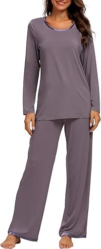 TIKTIK Womens Pajama Set Long Sleeve Sleepwear Scoop Neck Pjs Sets S-4XL | Amazon (US)